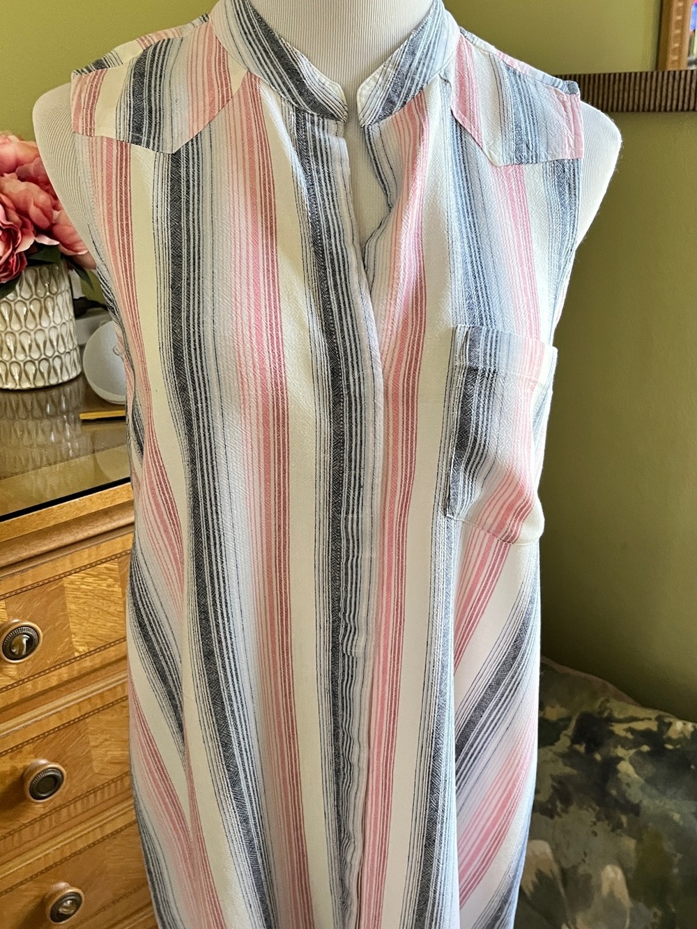 cloth & stone Sleeveless Striped Dress in Pink, Blue & White..NWOT